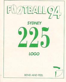 1994 Select AFL Stickers #225 Sydney Swans Back